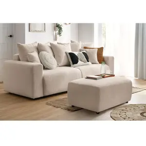BOBOCHIC Canapé droit convertible coffre ENVY tissu bouclette doux ave... pas cher
