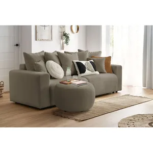 Fauteuil & pouf Bobochic Pouf envy rond tissu bouclette doux Marron pas cher