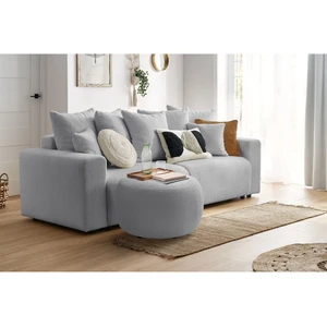 Pouf ENVY rond tissu bouclette doux gris clair   BOBOCHICVendu parbobochic-paris