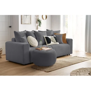 Pouf ENVY rond tissu bouclette doux gris foncé   BOBOCHIC