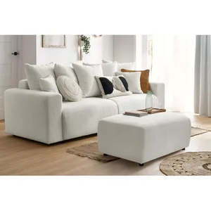 Accueil Séjour Pouf Bobochic Pouf envy tissu bouclette doux Blanc