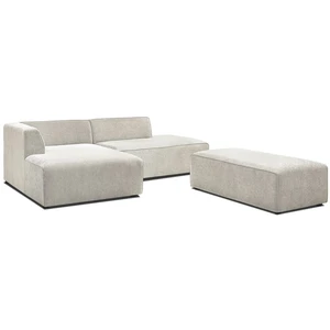 Canapé d'angle fixe modulable MEGEVE tissu texturé avec pouf Bobochic pas cher