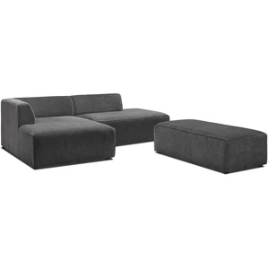 Canapé d'angle fixe modulable MEGEVE tissu texturé avec pouf Bobochic pas cher