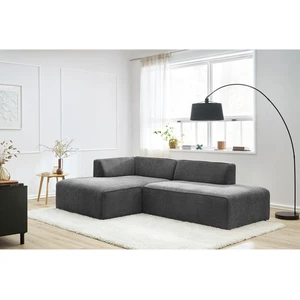 Canapé d'angle fixe MEGEVE tissu texturé Gris foncé Angle gauche BOBOCHIC TU pas cher