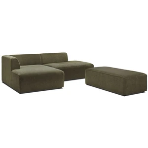 Canapé d'angle fixe modulable MEGEVE tissu texturé avec pouf Bobochic pas cher