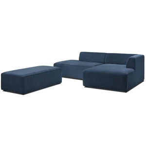 Canapé d'angle fixe modulable MEGEVE tissu texturé avec pouf Bobochic pas cher