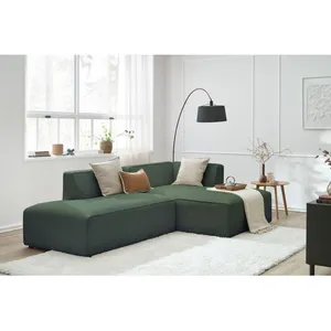 Bobochic canapé d'angle fixe megeve tissu chiné vert angle droit MEGEVE pas cher
