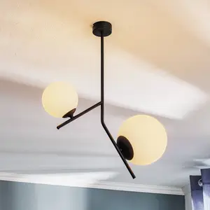 ALDEX Suspension Lunio, deux lampes, noire pas cher