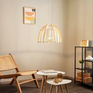 Envostar Lohr suspension, bois, semi-ronde Ø 50 cm pas cher