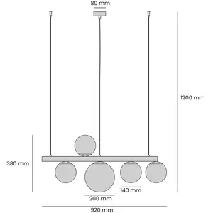 ALDEX Suspension Garda 5, anneau, métal, verre, 5 lampes, noirVendu parluminaire