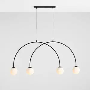ALDEX Suspension Alison noir/blanc 4 lampes arc 129cm pas cher
