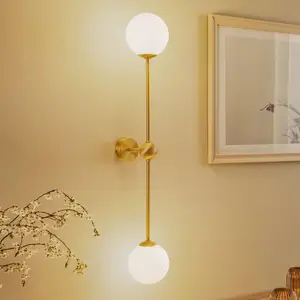 ALDEX Applique Alison, à 2 lampes, laiton/blanche, 89 cm pas cher