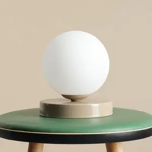 ALDEX Lampe Joel abat-jour verre rond, beige/blanche pas cher