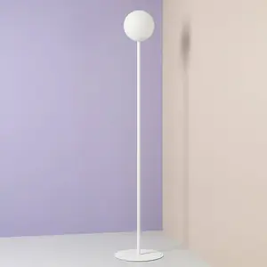 ALDEX Lampe sur pied Joel métal et verre, blanche pas cher