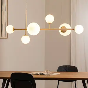 ALDEX Suspension Joel, beige/blanche, à 6 lampes pas cher