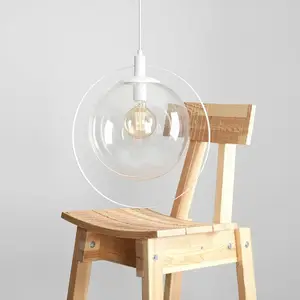 ALDEX Suspension Aura, blanc, métal, verre, transparent, E27 pas cher