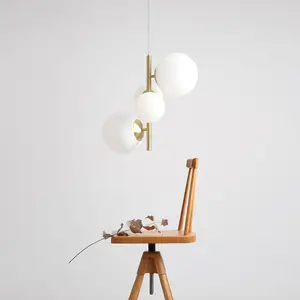 ALDEX Suspension Joel, laiton/blanche, à 4 lampes pas cher