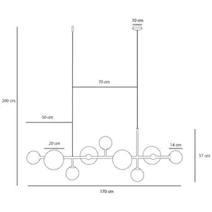 ALDEX Suspension Dione, opale/dorée, à 9 lampes pas cher