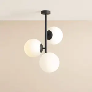 ALDEX Plafonnier Dione, opale/noir, à 3 lampes pas cher