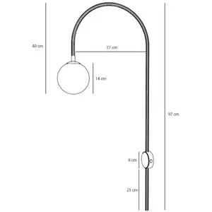 ALDEX Applique murale Una, métal, verre, rouge corail pas cher