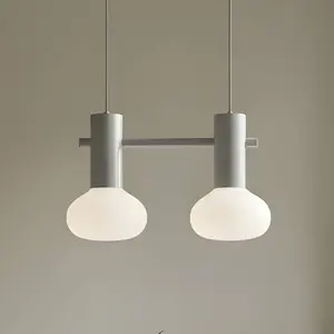 ALDEX Suspension Flo, grise, à 2 lampes, verre pas cher