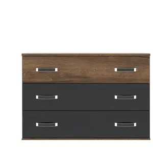 Commode 3 tiroirs DOLCE COTTAGE coloris imitation chêne noir et chêne ...Vendu parconforama