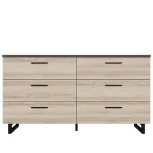 Commode 6 tiroirs CROWN coloris chêne noir/chêne comanoVendu parconforama