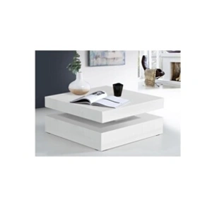 Comparateur de prix : FORTE table basse plateau rotatif - carré blanc brillant - 78 x 78 x 36 cm