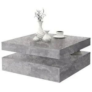 Comparateur de prix : Table basse carrée pivotante - Panneau de particules - Décor béton gri...