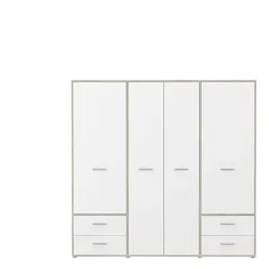Armoire 4 portes 4 tiroirs MILA coloris chêne sonoma/ blanc matVendu parconforama