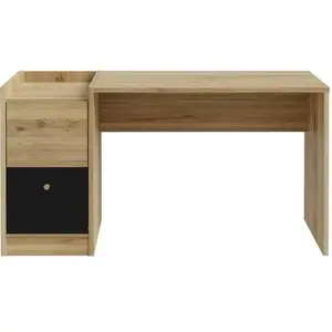 Bureau droit  COXIM - Chêne / Noir - 139,6 x 74 x 59,8 cm pas cher
