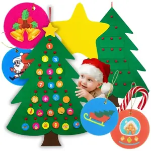 ZOLTA Calendrier de l'Avent sapin de Noël en feutre avec pochettes cadeaux 9... pas cher