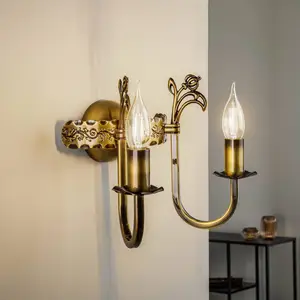 Comparateur de prix : Jupiter Applique murale Castle clair patiné à 2 lampes