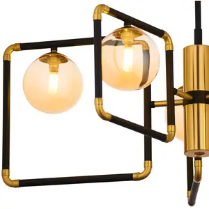 Jupiter Suspension Ibra, noir, verre, 5 lampes, G9 pas cher