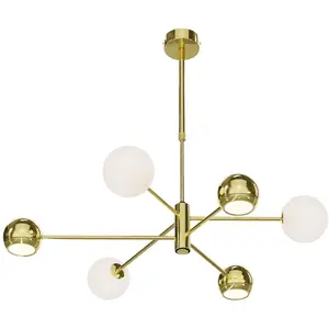Jupiter Suspension Moka, doré, verre, 3 lampes, G9, GU10 pas cher