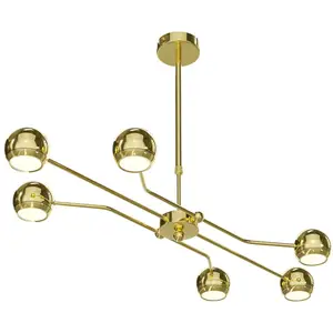 Jupiter Suspension Tiana, doré, métal, 6 lampes, GU10 pas cher