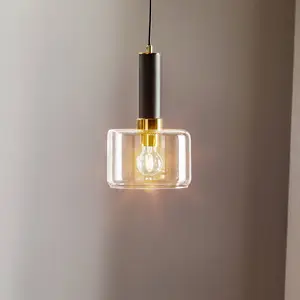 Jupiter Suspension Viva, transparent/noir/laiton, à 1 lampe pas cher