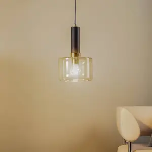 Jupiter Suspension Viva, fumée/noire/laiton, 1 lampe pas cher