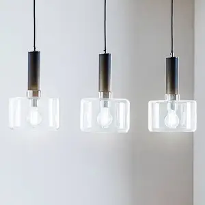 Jupiter Suspension Viva, transparent/noir/chrome, à 3 lampes pas cher
