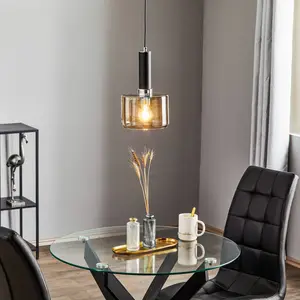 Jupiter Suspension Viva, fumée/noire/chromée, à 1 lampe pas cher