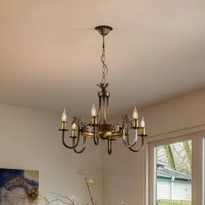 Jupiter Lustre Castle, patiné clair, Ø 62 cm, métal, à 6 lampes.Vendu parluminaire