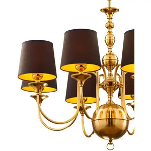 Jupiter Lustre Baranio, couleur laiton/noir, Ø 100 cm à 8 lampes