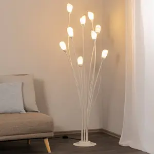 Jupiter Lampe sur pied Gloriosa, crème, verre, à 9 lampes