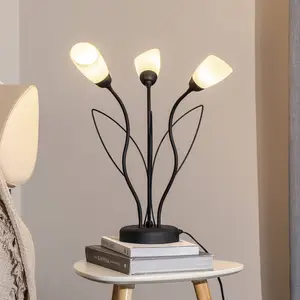 Jupiter Lampe à poser Gloriosa, noir, verre, à 3 lampes pas cher