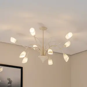 Comparateur de prix : Jupiter Plafonnier Gloriosa, verre, crème, à 10 lampes
