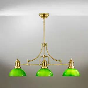 Jupiter Suspension Platino, or/vert, verre, 3 lampes, E27Vendu parkaufland