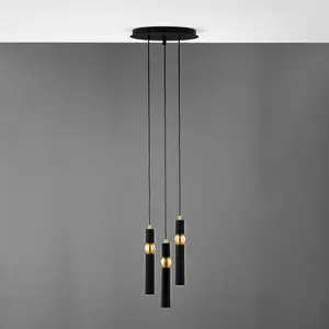 Jupiter Suspension Alas, 3 lampes, noir, métal, GU10