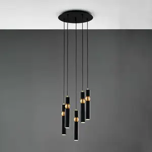 Comparateur de prix : Jupiter Suspension Alas, 5 lampes, noir, métal, GU10