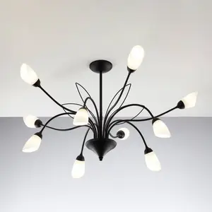 Comparateur de prix : Jupiter Plafonnier Gloriosa, verre, noir, à 10 lampes