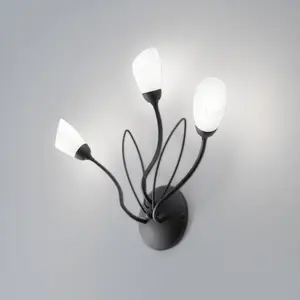 Jupiter Applique murale Gloriosa, noir, verre, à 3 lampes pas cher